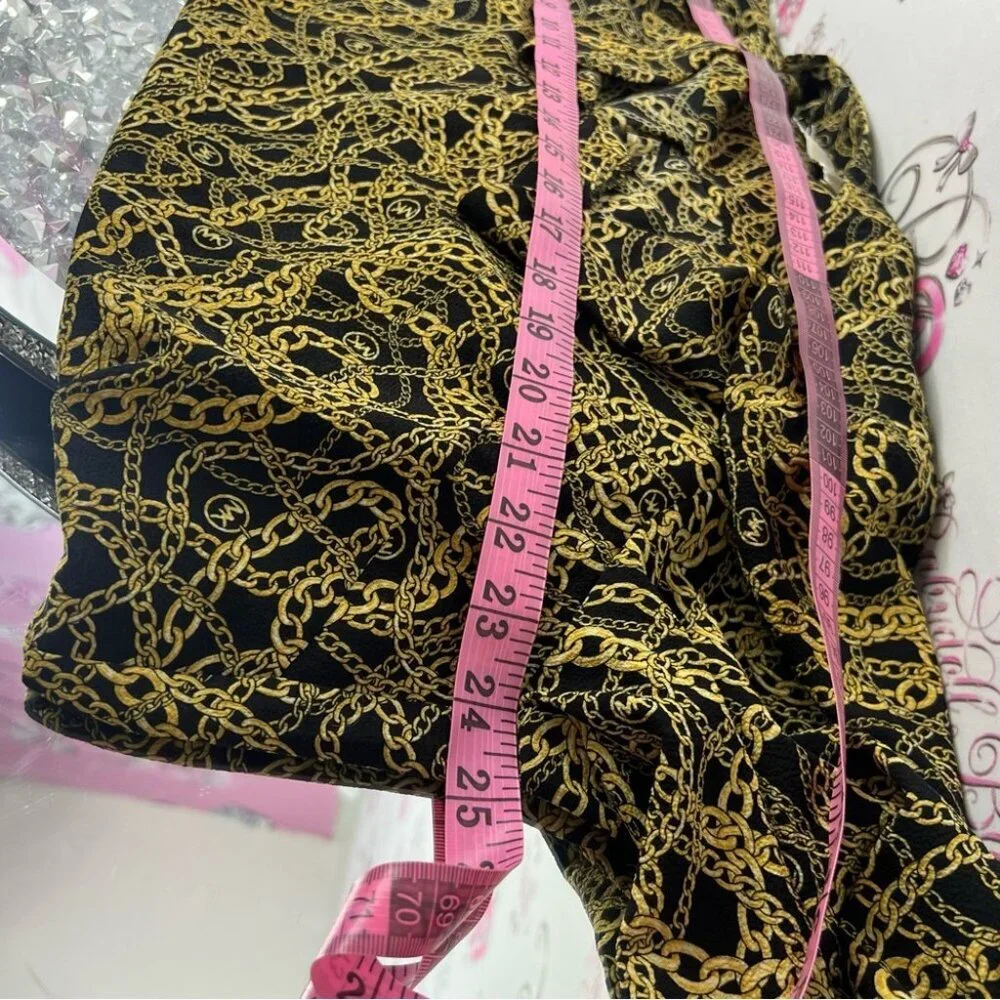 Michael Kors blouse chains ⛓️‍💥 link chain link Black Gold Chain Print Blouse